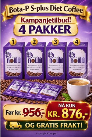Bota-P S+ Diet Coffee - nyt kaffe med ekstra fordeler, sett med 4 pakker og gratis frakt