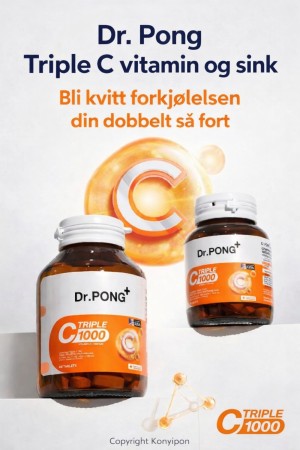 Dr. Pong Trippel C 1000 Vitamin C, med 3 typer vitamin C og sink